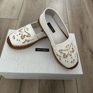 Dolce & Gabbana White and Brown Loafers